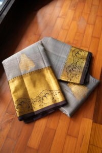 Silver Grey Pure Kanchipuram handloom saree