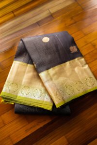 Charcoal Black Pure Kanchipuram handloom saree