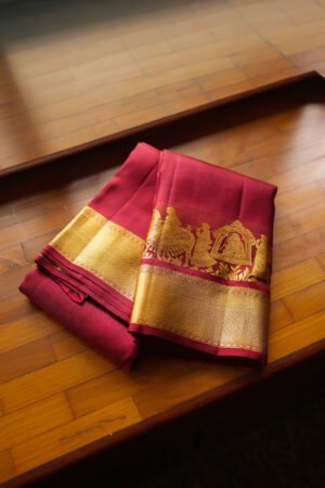 Wine Red Pure Kanchipuram handloom saree