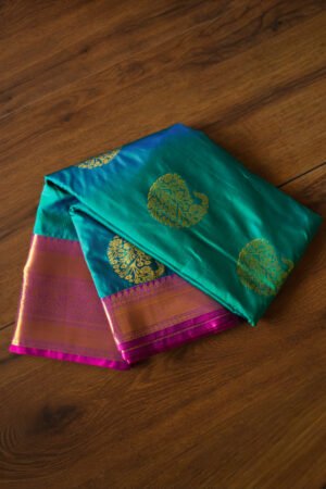 Emerald Green kanchipuram semi silk