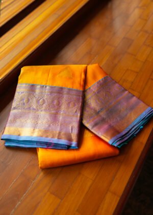 Sunset Orange Pure Kanchipuram handloom saree
