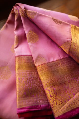 Golden Pink Pure kanchipuram handloom saree