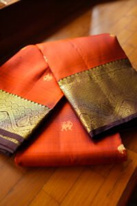 Brick Red Pure Kanchipuram handloom saree