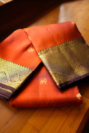 Brick Red Pure Kanchipuram handloom saree