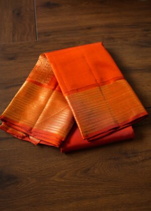 Pure Orange Pure Kanchipuram handloom saree