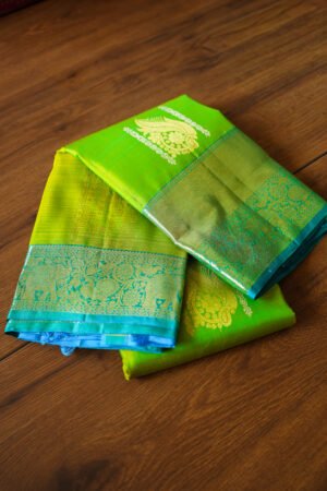 Parrot Green Pure Kanchipuram handloom saree