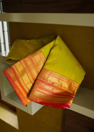 Lime Green kanchipuram semi silk