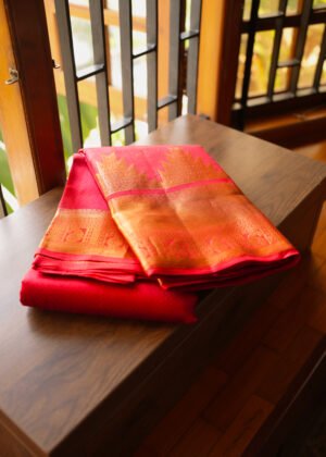 Vermilion Red Pure Kanchipuram handloom saree