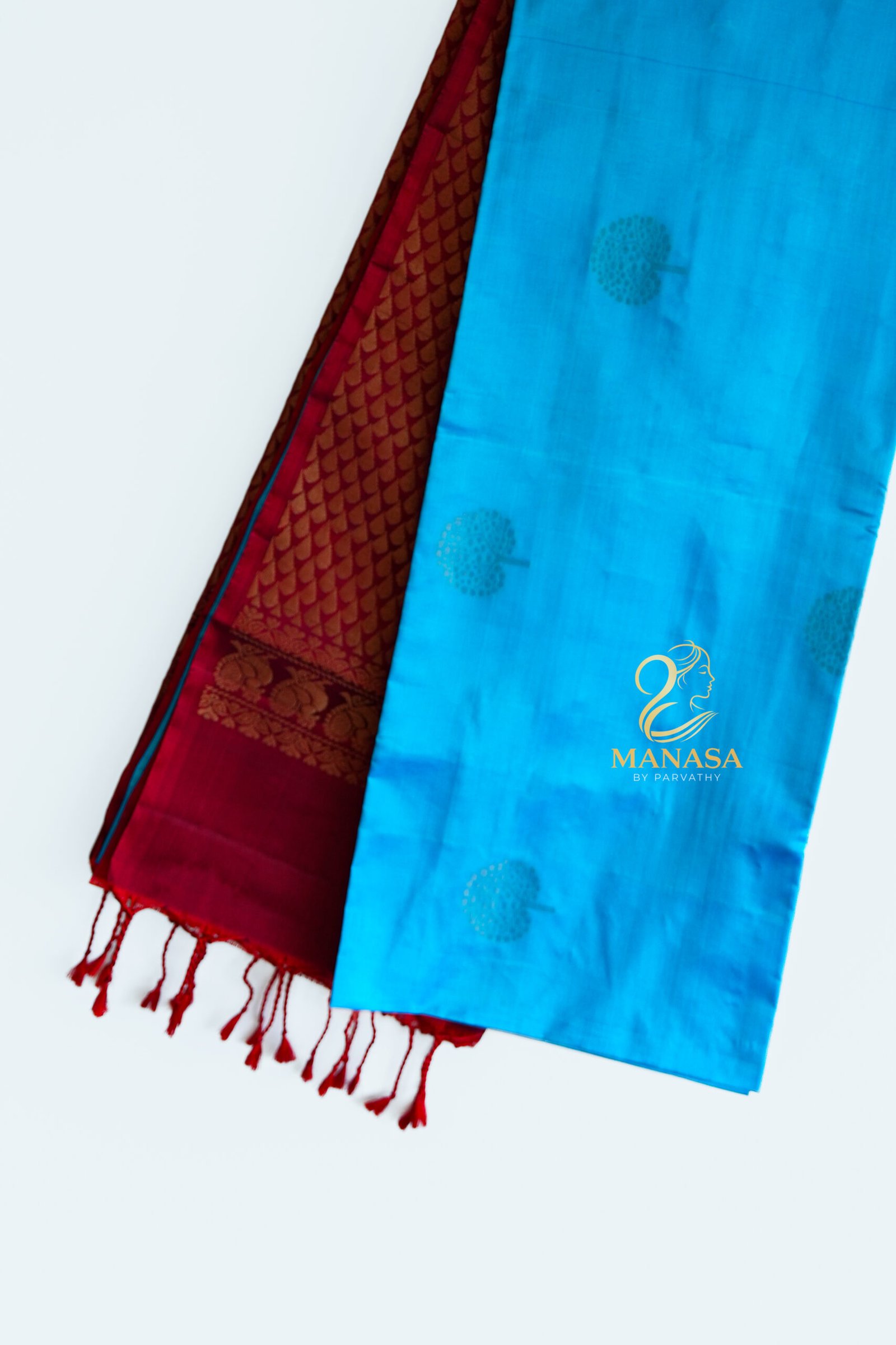 Blue Red Pure Kanchipuram Silk - Image 2