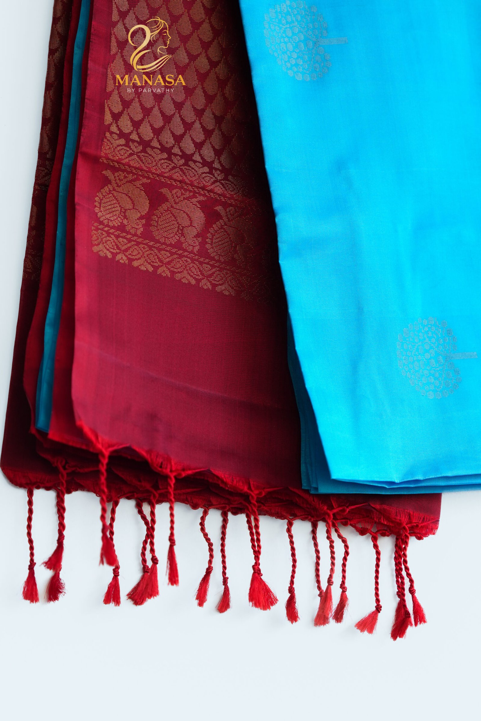 Blue Red Pure Kanchipuram Silk