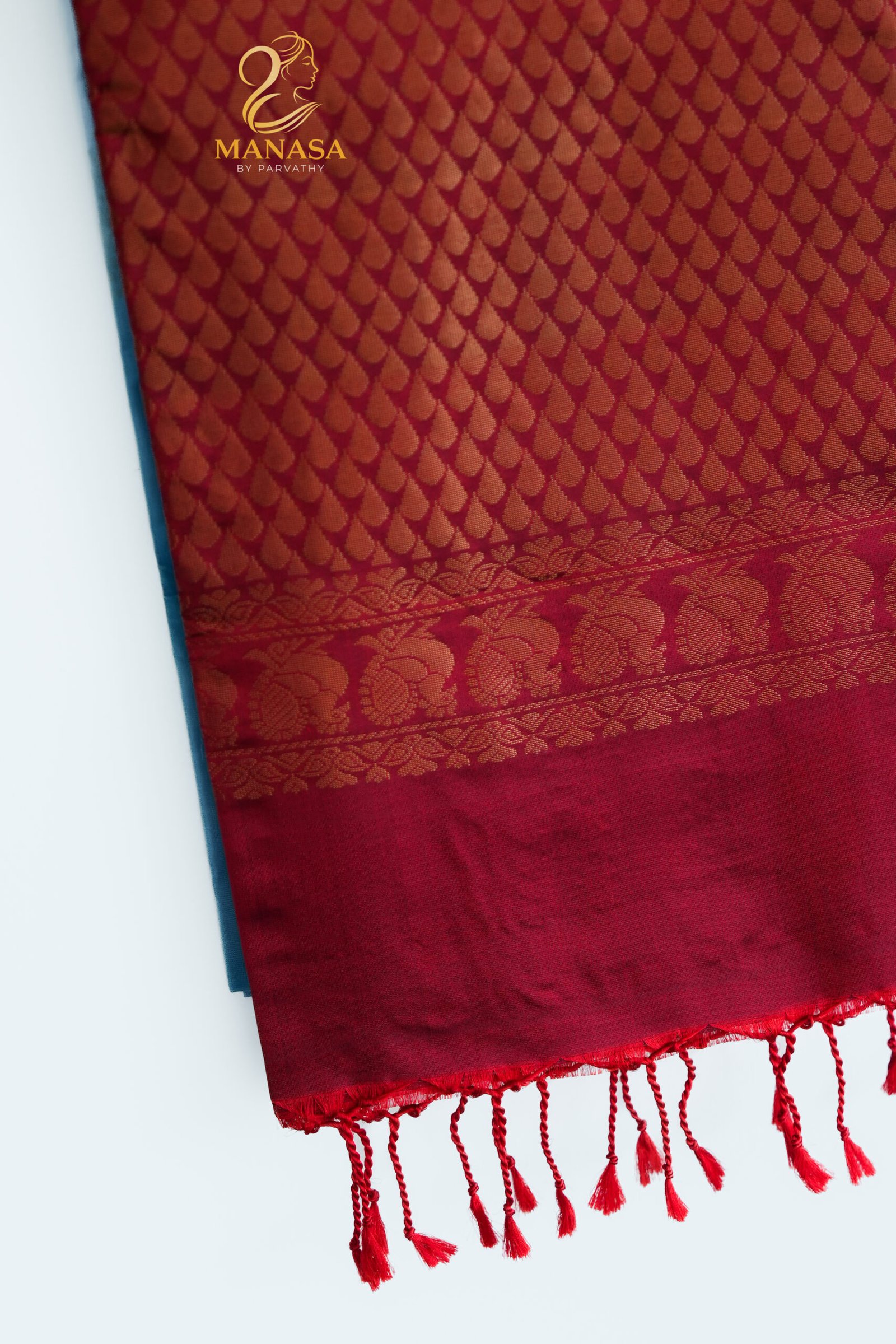 Blue Red Pure Kanchipuram Silk - Image 3
