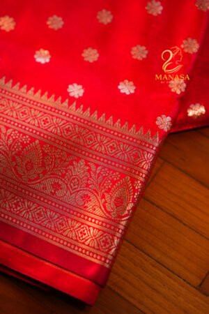 Ruby Red Banarasi Silk Saree
