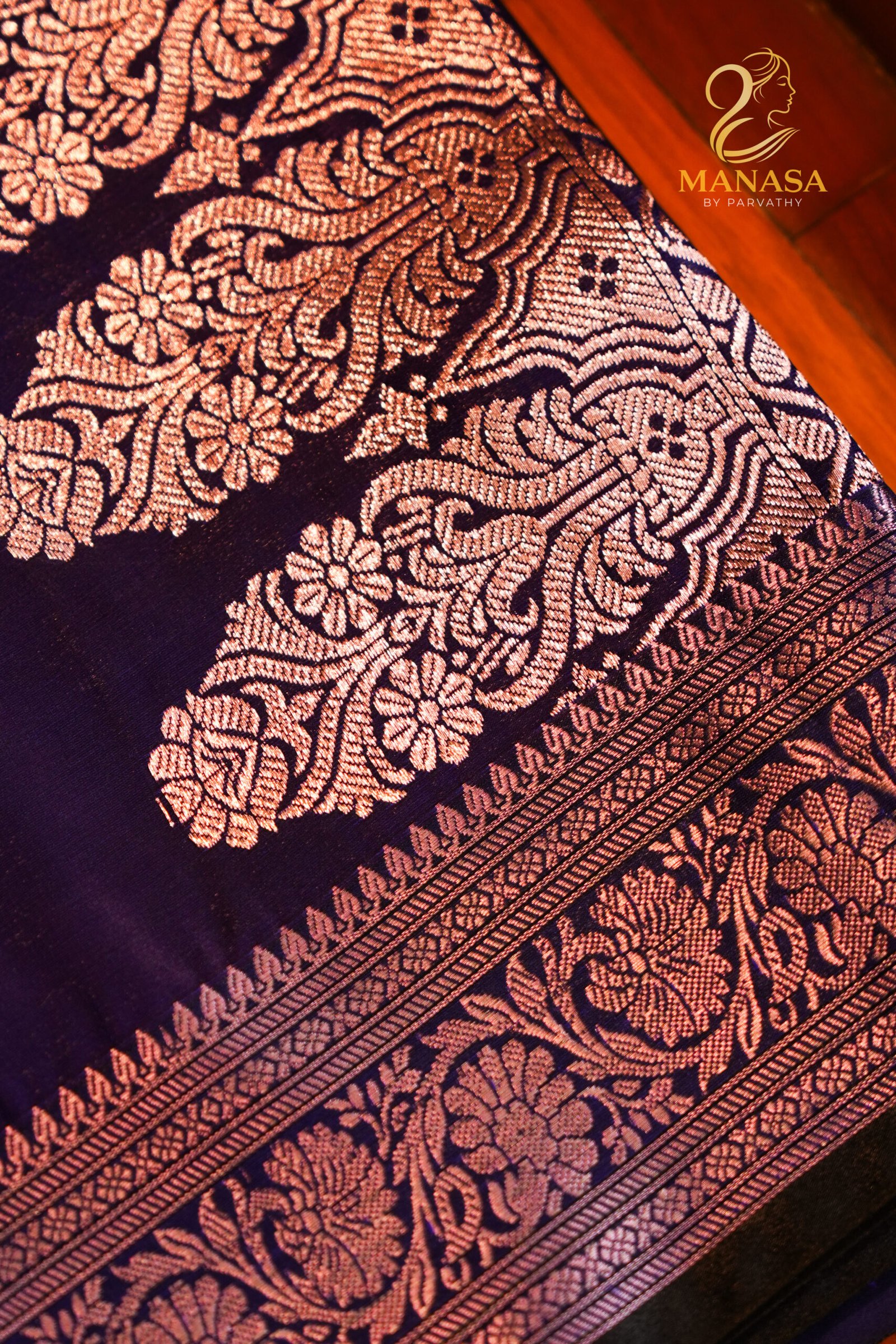 Deep Blue Banarasi Silk Saree - Image 3