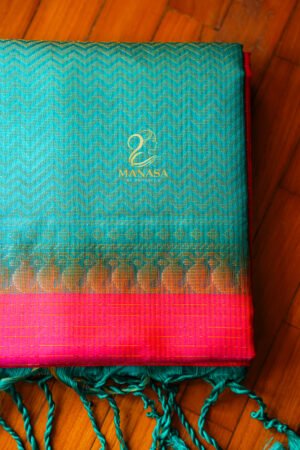 Pink Blue Pure Kanchipuram Silk
