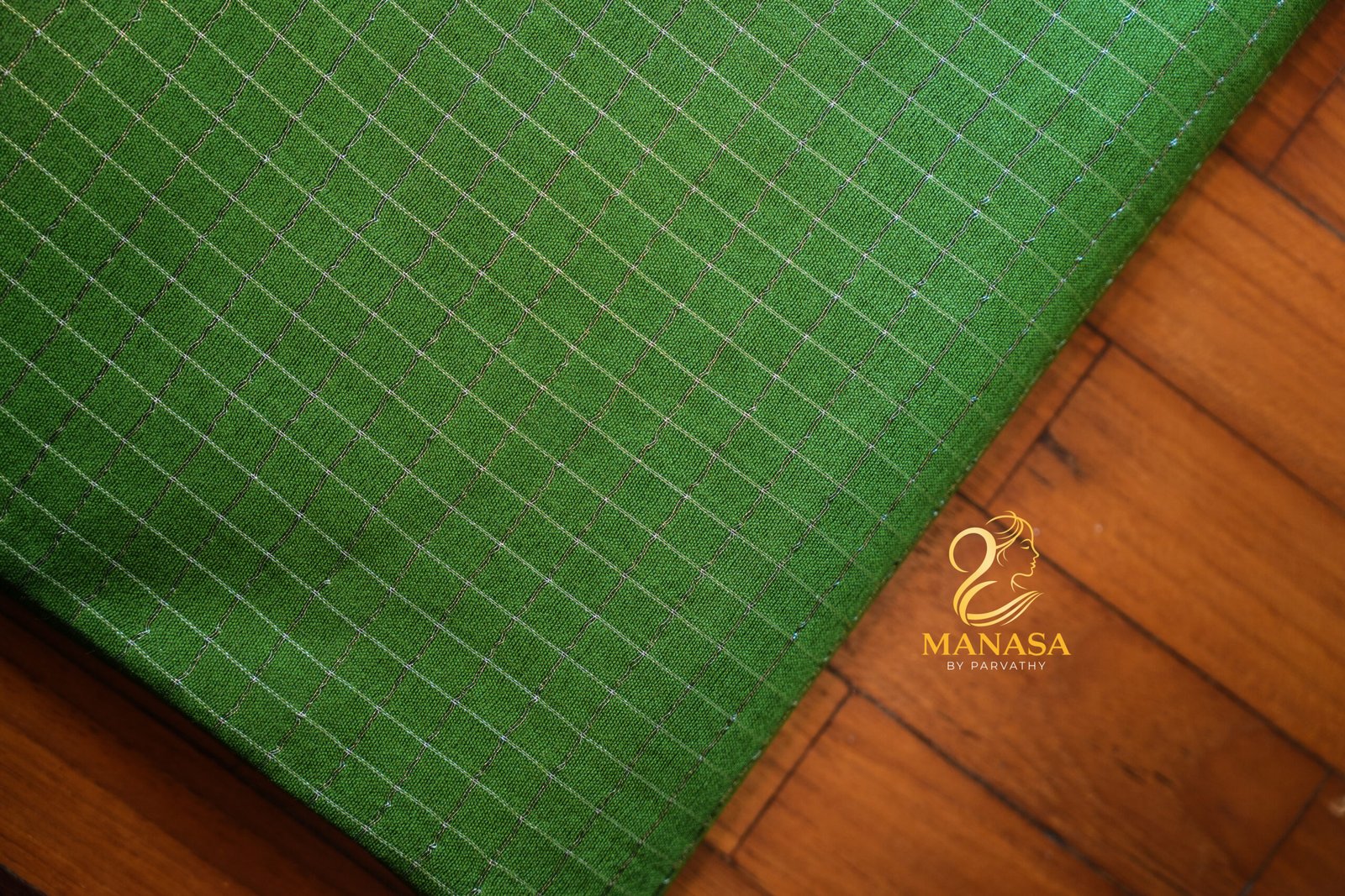 Green Soft Cotton Saree - Image 2
