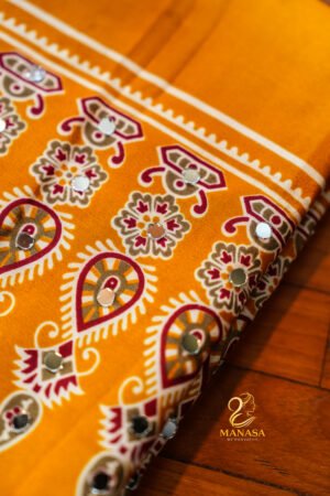 Golden Yellow Modal Silk With Mirror