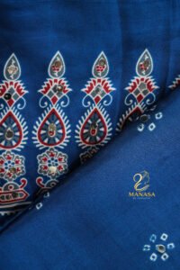 Blue Modal Silk With Mirror