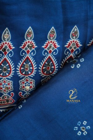 Blue Modal Silk With Mirror