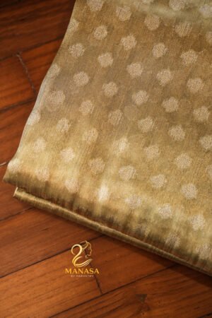 Ash Grey Golden Tissue Silk