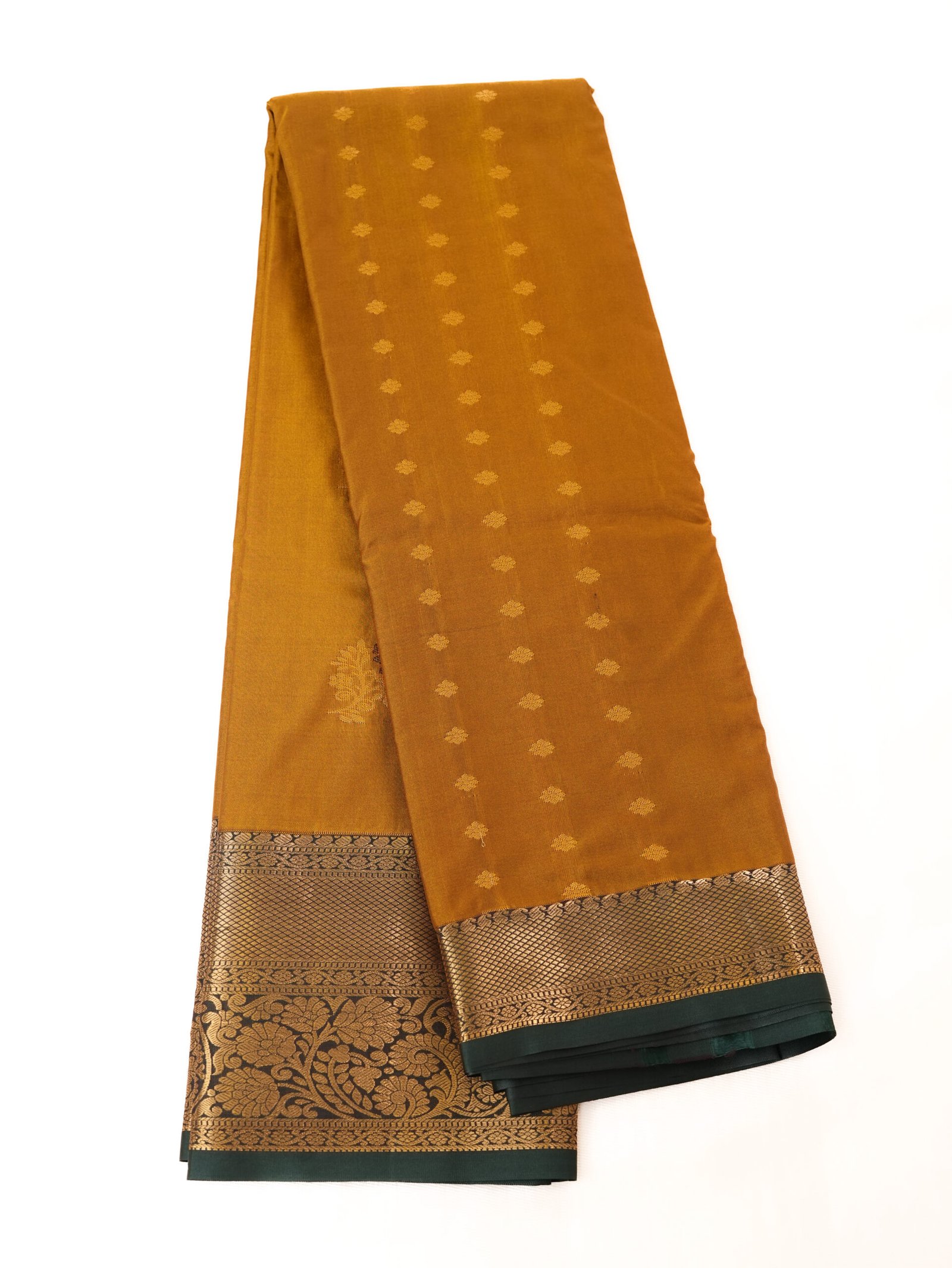 Mustard Gold Banarasi Semi Silk Saree - Image 3