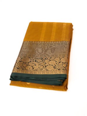 Mustard Gold Banarasi Semi Silk Saree