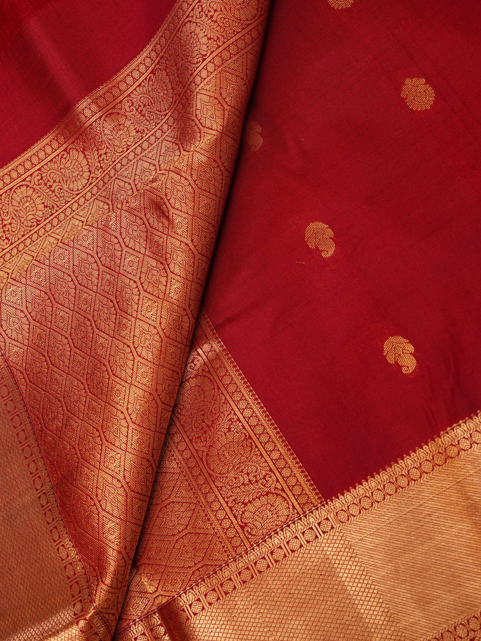 Crimson Red Pure Kanchipuram Saree - Image 2