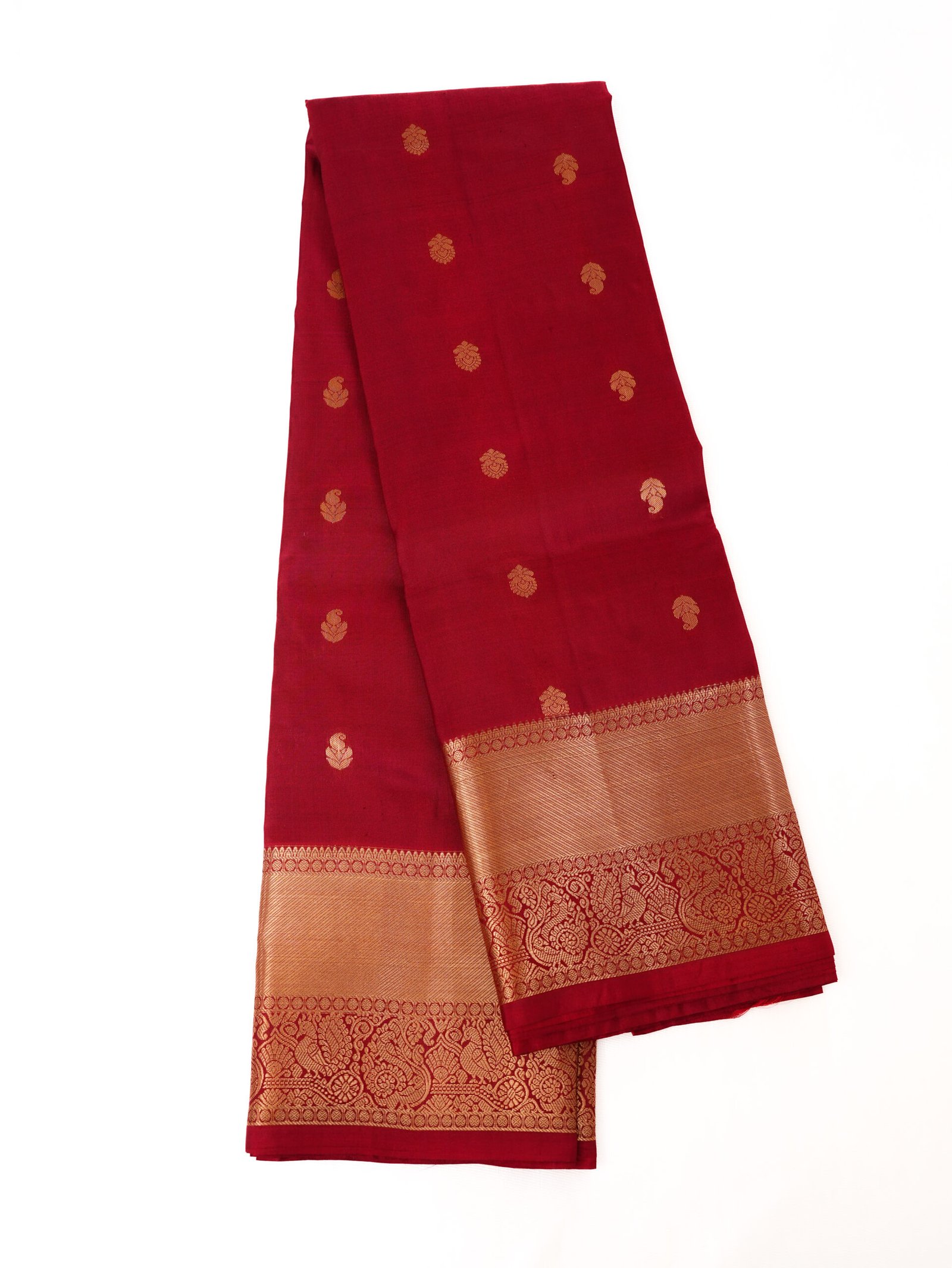 Crimson Red Pure Kanchipuram Saree - Image 3