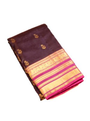 Dark Purple Pure Kanchipuram Saree