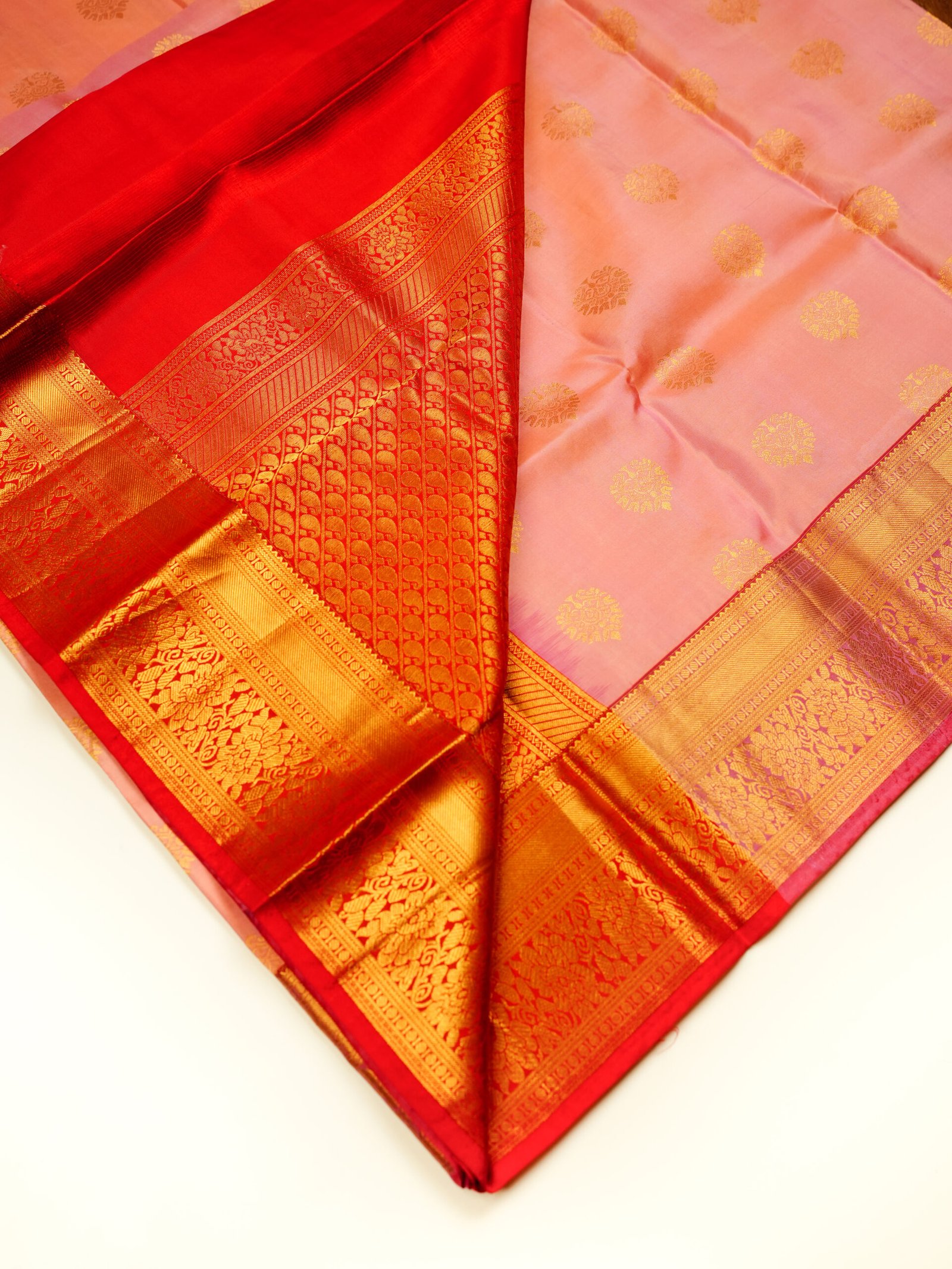 Peach Pink Pure Kanchipuram Saree - Image 2