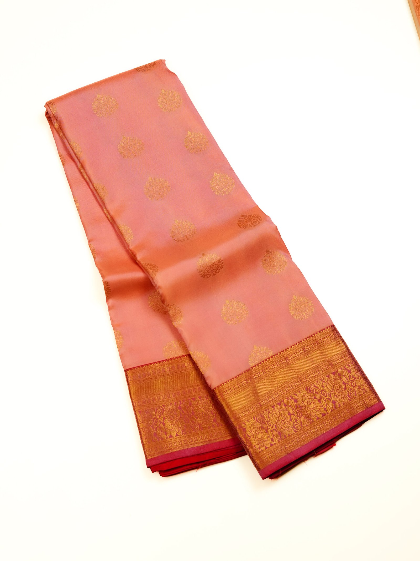 Peach Pink Pure Kanchipuram Saree - Image 3