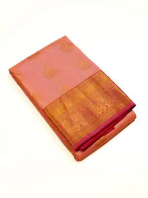 Peach Pink Pure Kanchipuram Saree