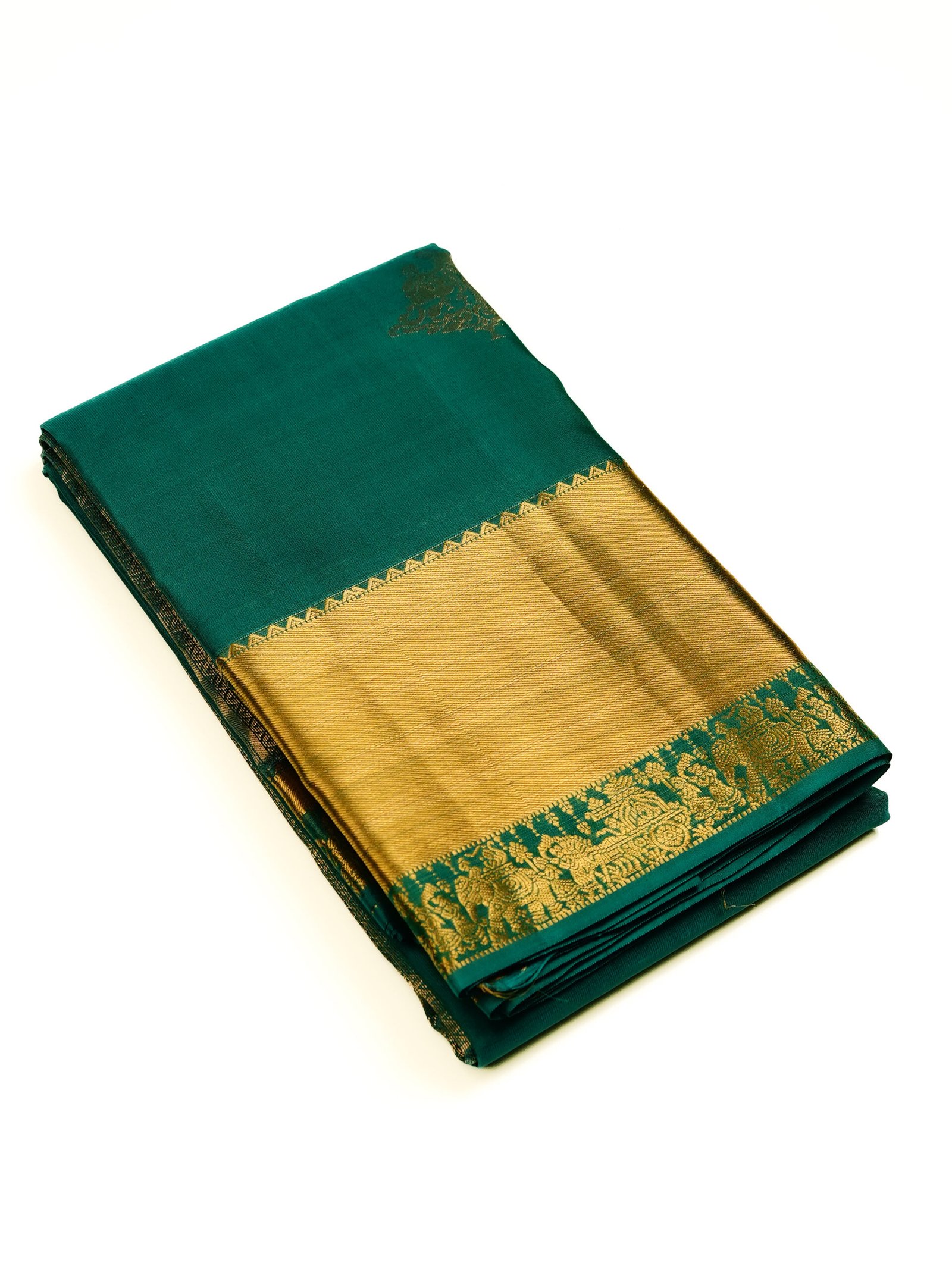 Dark Sea Green Pure Kanchipuram Saree