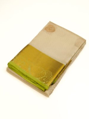 Cream & Pista Green Kanchipuram Silk Saree