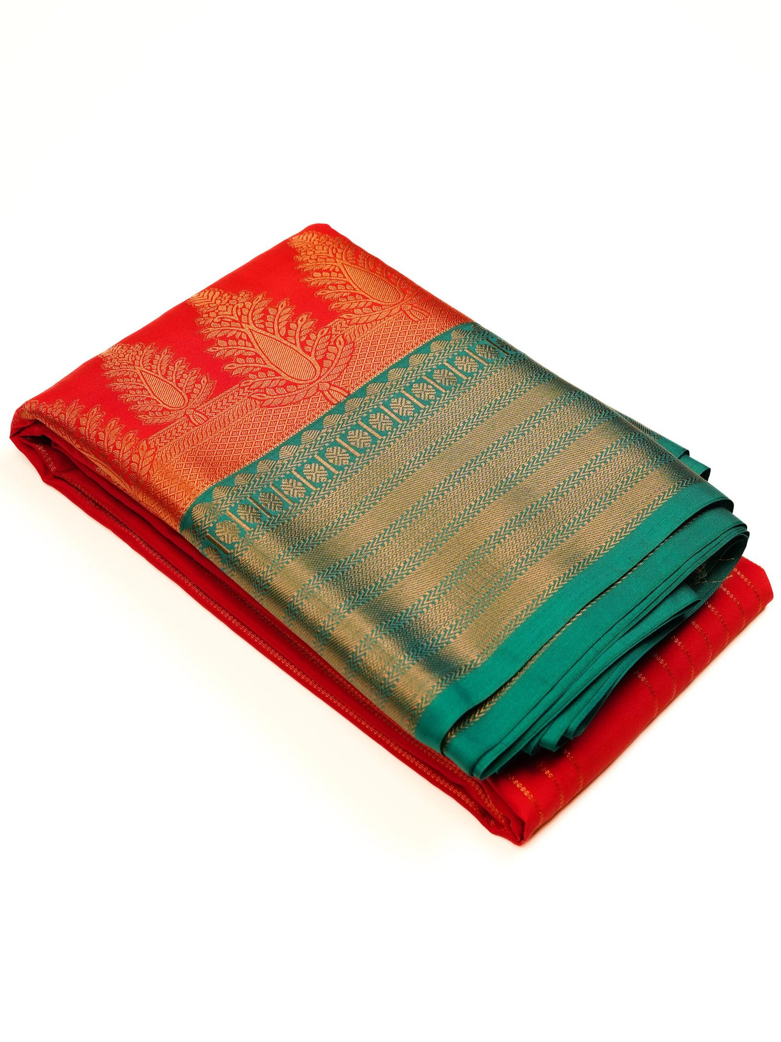 Red & Emerald Green Pure Kanchipuram Saree