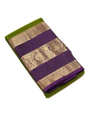 Royal Purple & Olive Green Pure Kanchipuram Saree