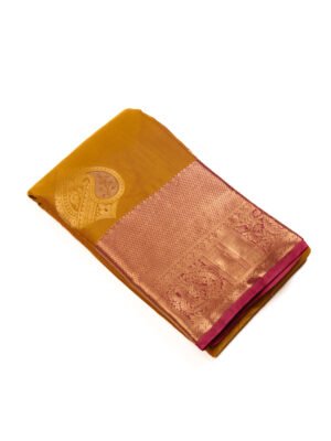 Mustard Gold & Magenta Semi Silk Saree