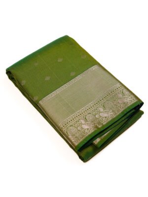 Light Green & Silver Pure Kanchipuram Silk Saree