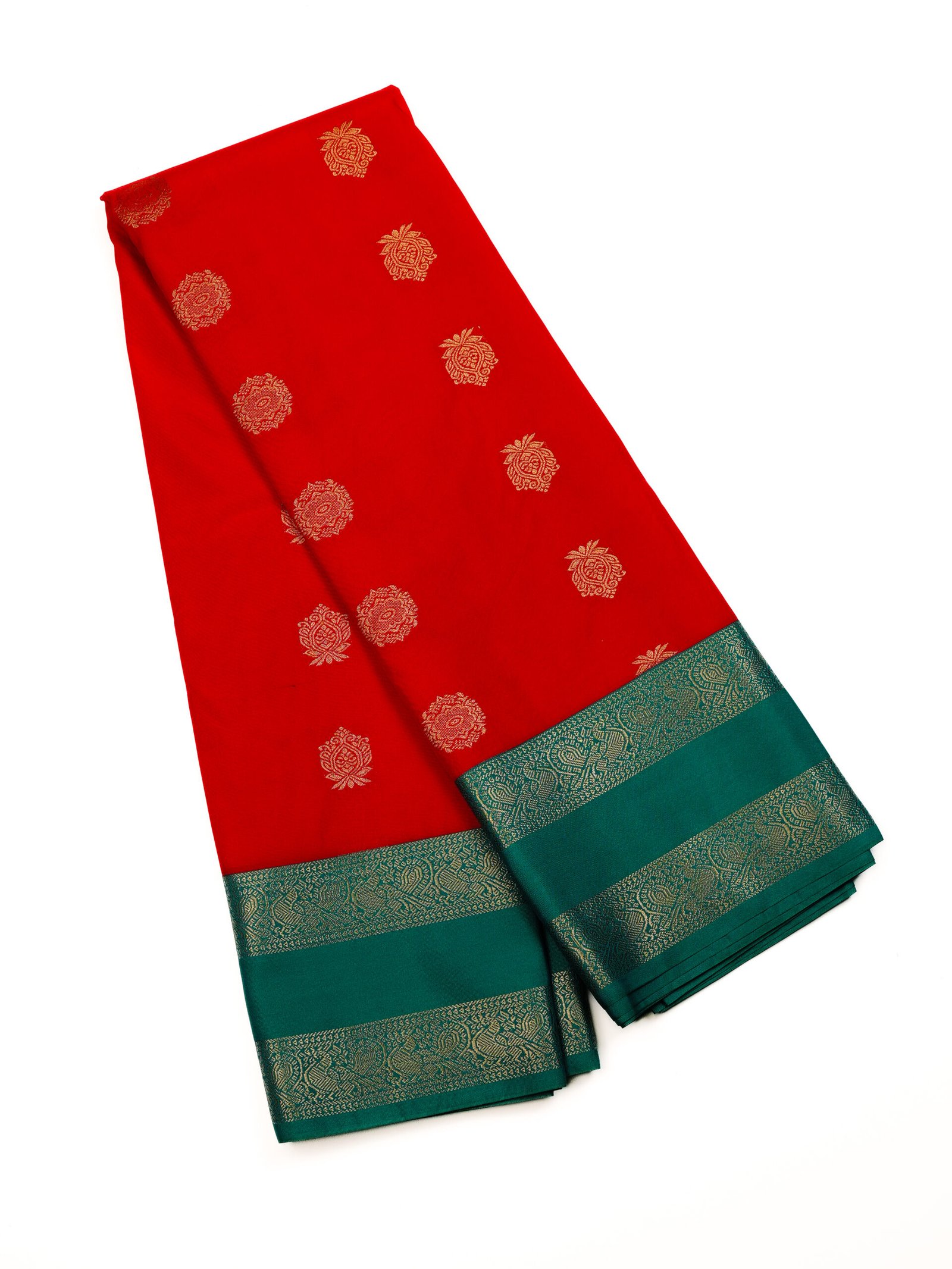 Rani Pink & Sea Green Pure Kanchipuram Silk Saree - Image 3