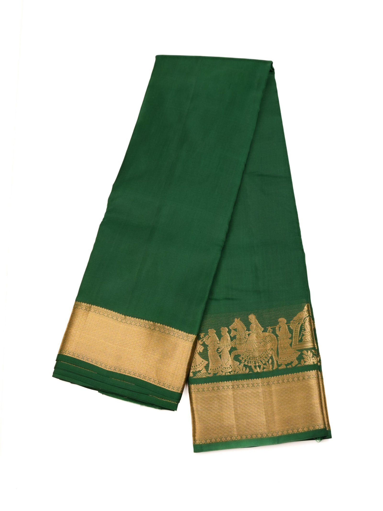 Green Pure Kanchipuram Silk Saree - Image 3