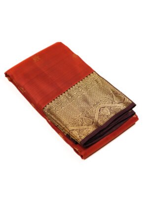 Rust Orange & Brown Pure Kanchipuram Silk Saree