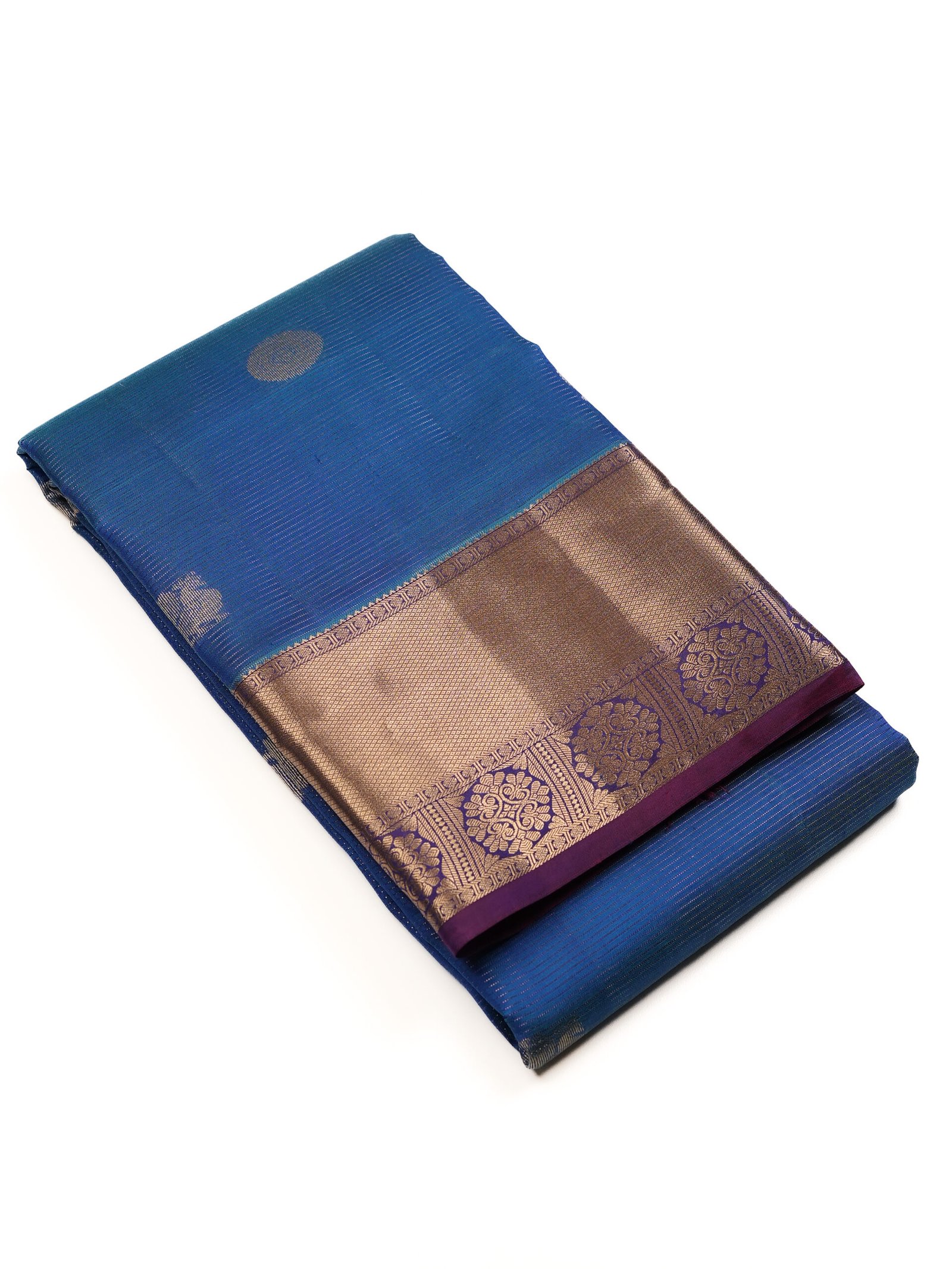 Blue & Magenta Purple Pure Kanchipuram Silk Saree