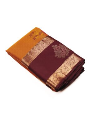 Plum Purple & Burnt Orange Semi Silk Saree