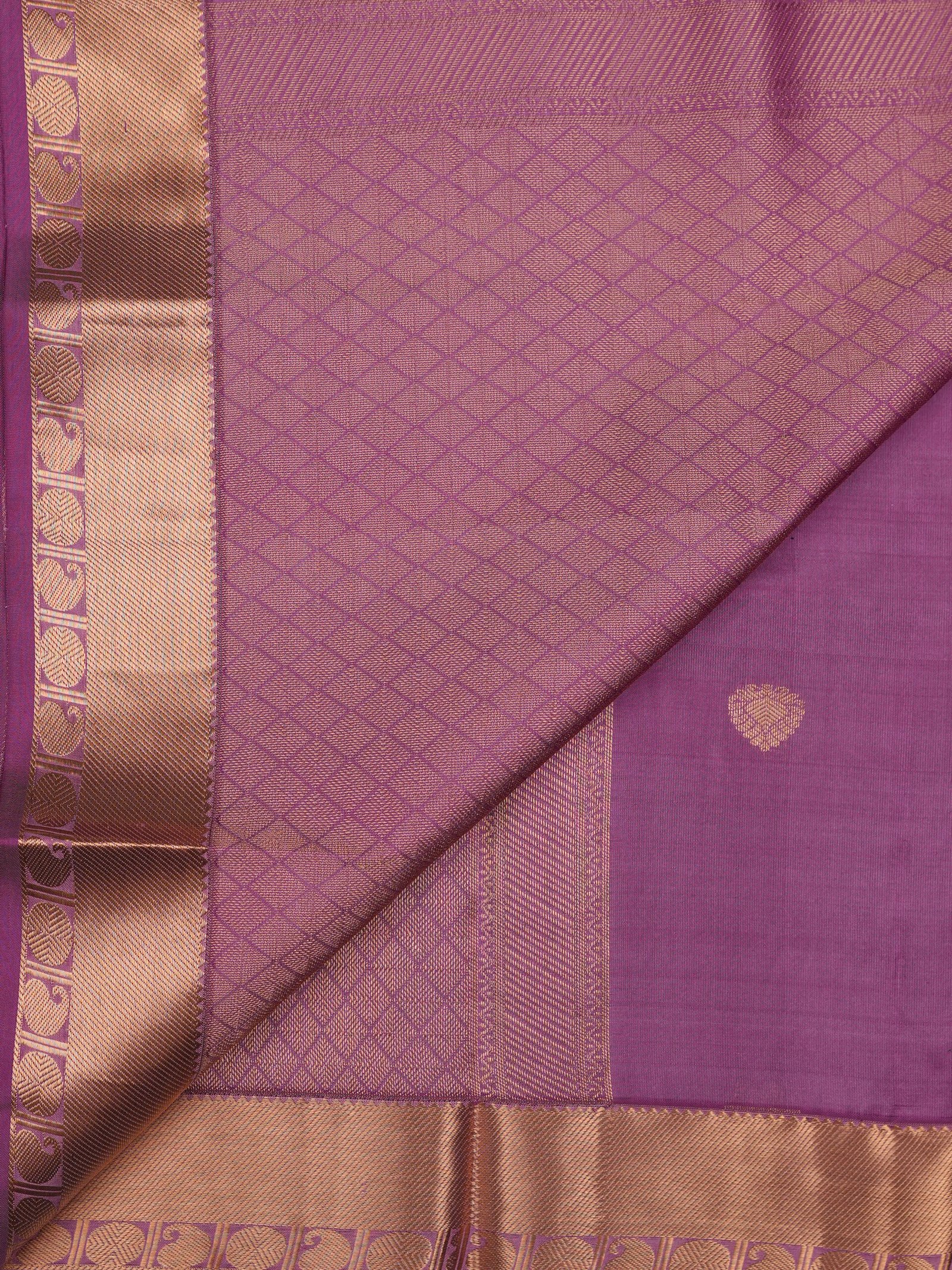 Lavender Purple Pure Kanchipuram Silk Saree - Image 2