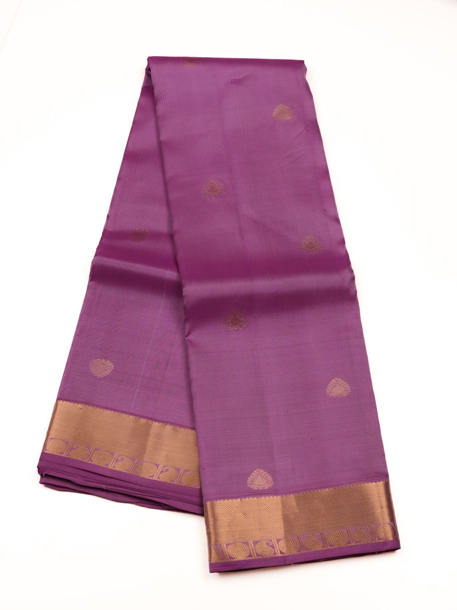 Lavender Purple Pure Kanchipuram Silk Saree - Image 3