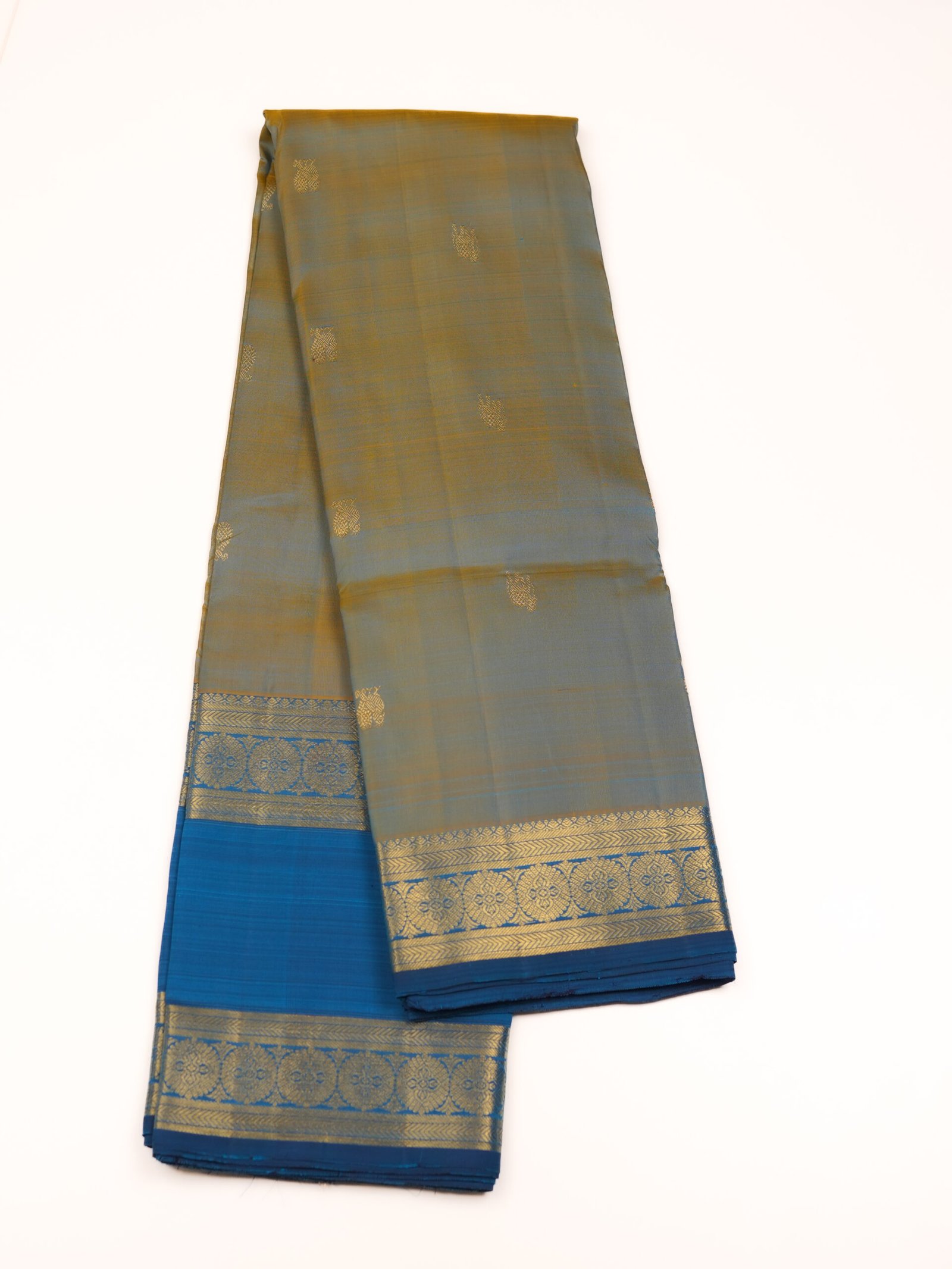 Dusty Beige Pure Kanchipuram Silk Saree - Image 3