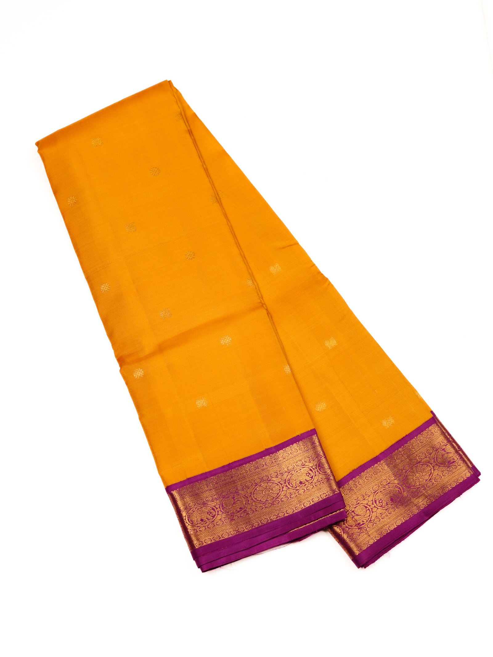 Yellow & Magenta Pure Kanchipuram Silk Saree - Image 3