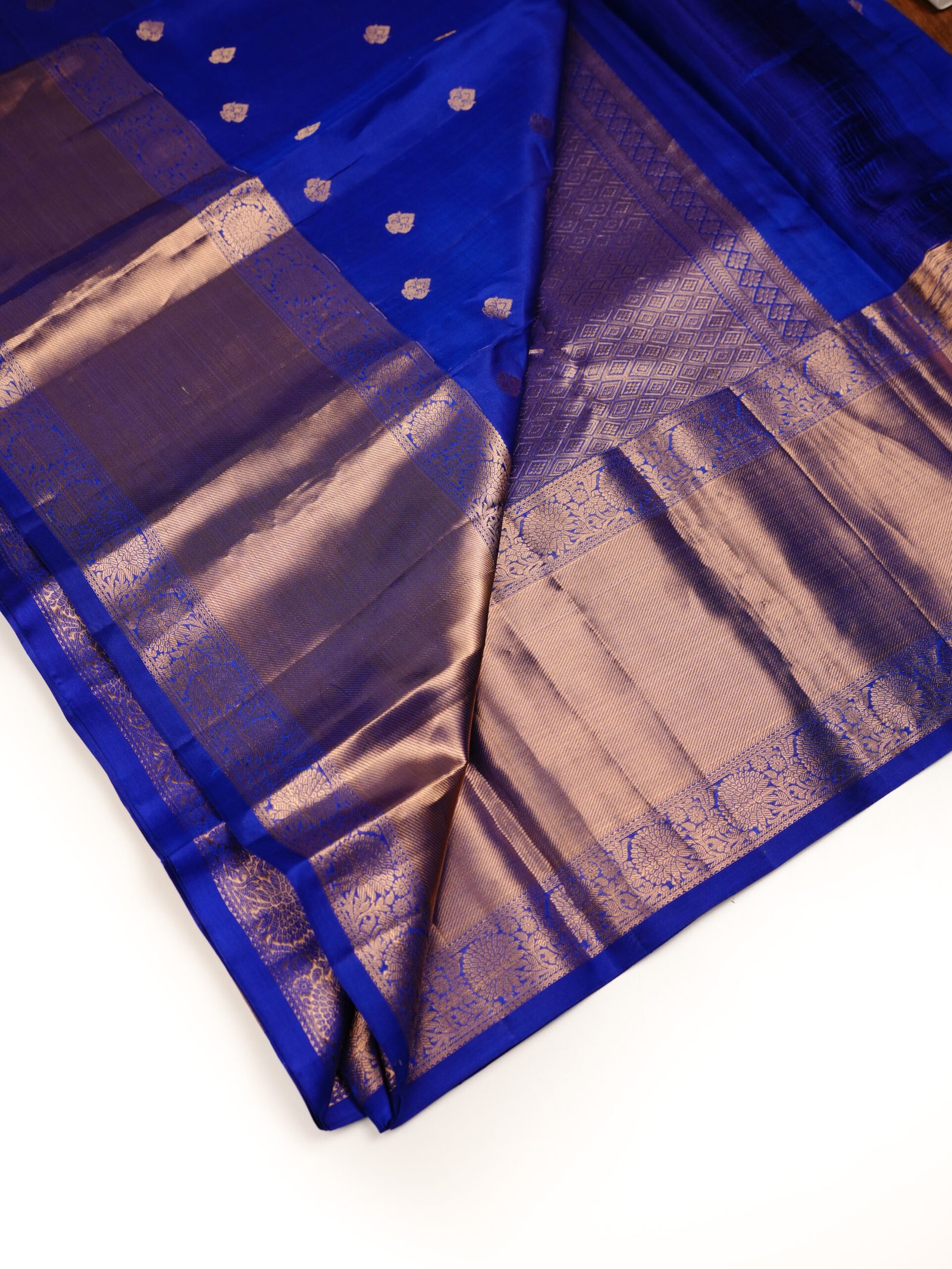 Royal Blue Pure Kanchipuram Silk Saree - Image 2