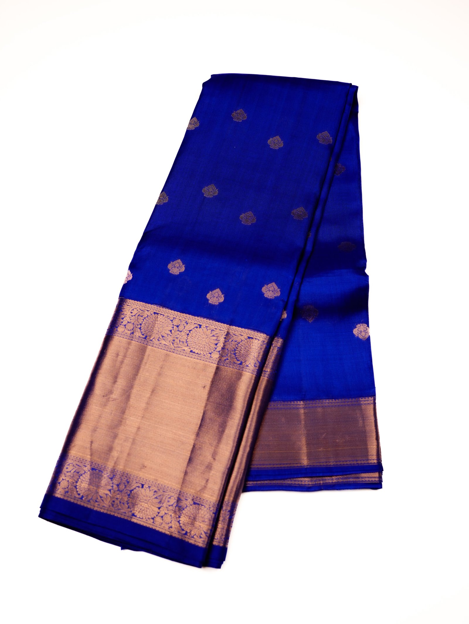 Royal Blue Pure Kanchipuram Silk Saree - Image 3