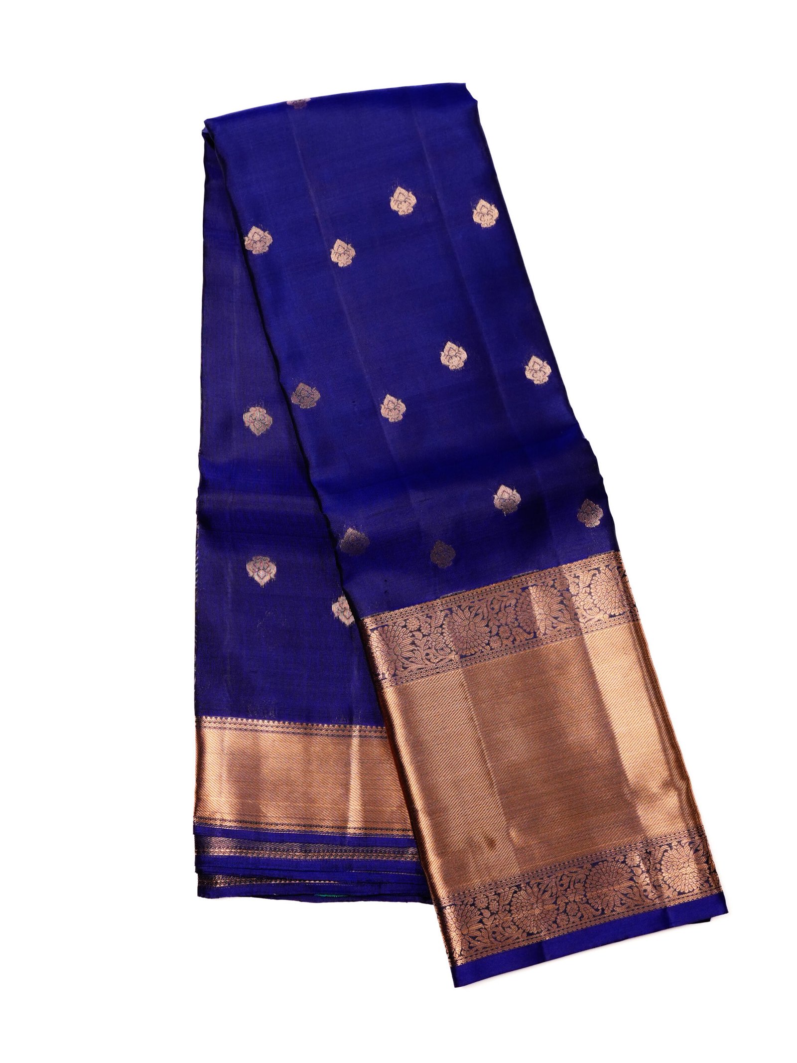 Royal Blue Pure Kanchipuram Silk Saree - Image 3
