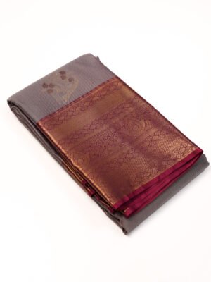 Grey & Magenta Semi Silk Saree